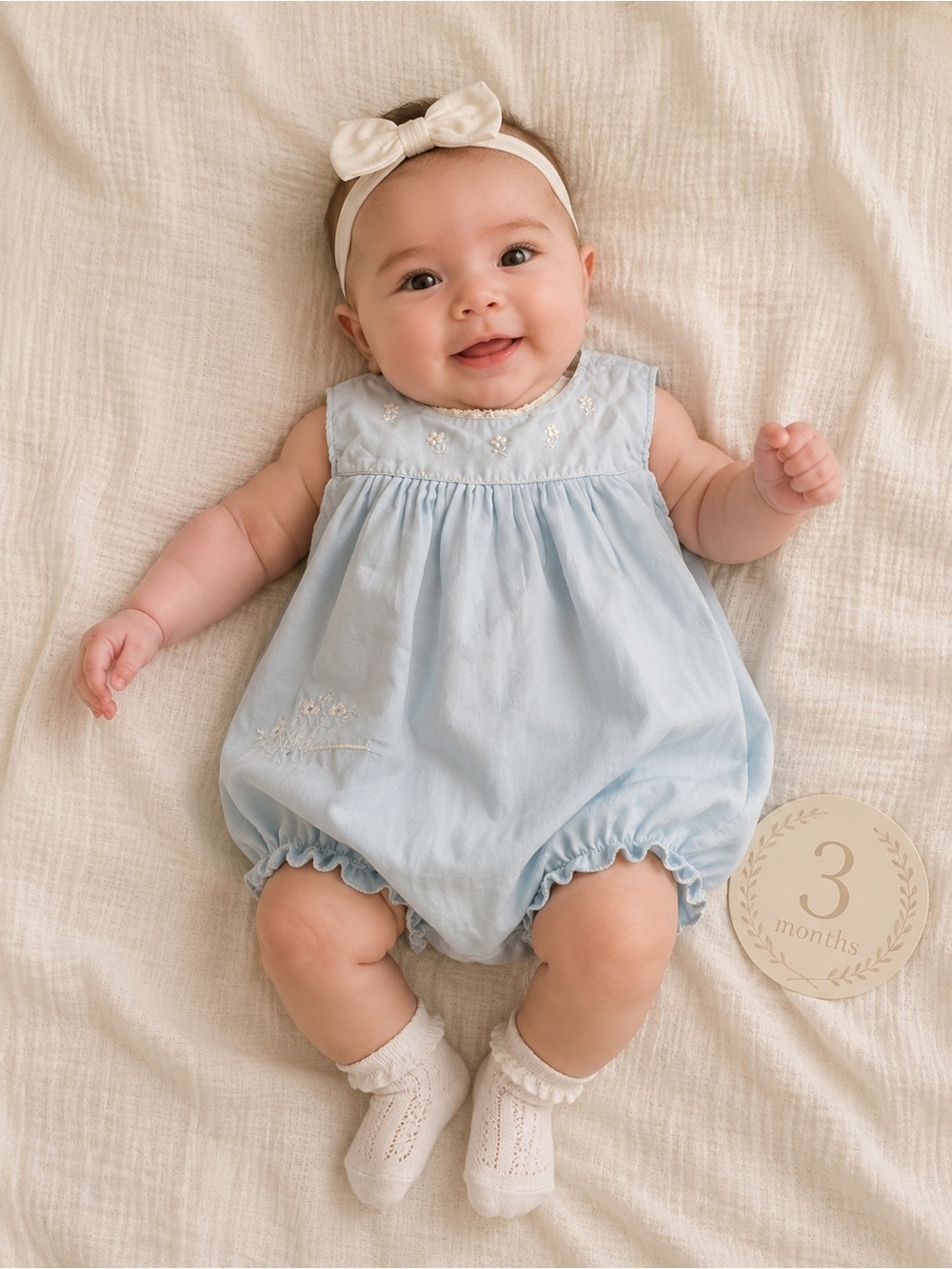 Feltman Bros. Baby Girl Vintage Blue Heirloom Bishop Bubble Size 0-3 Months